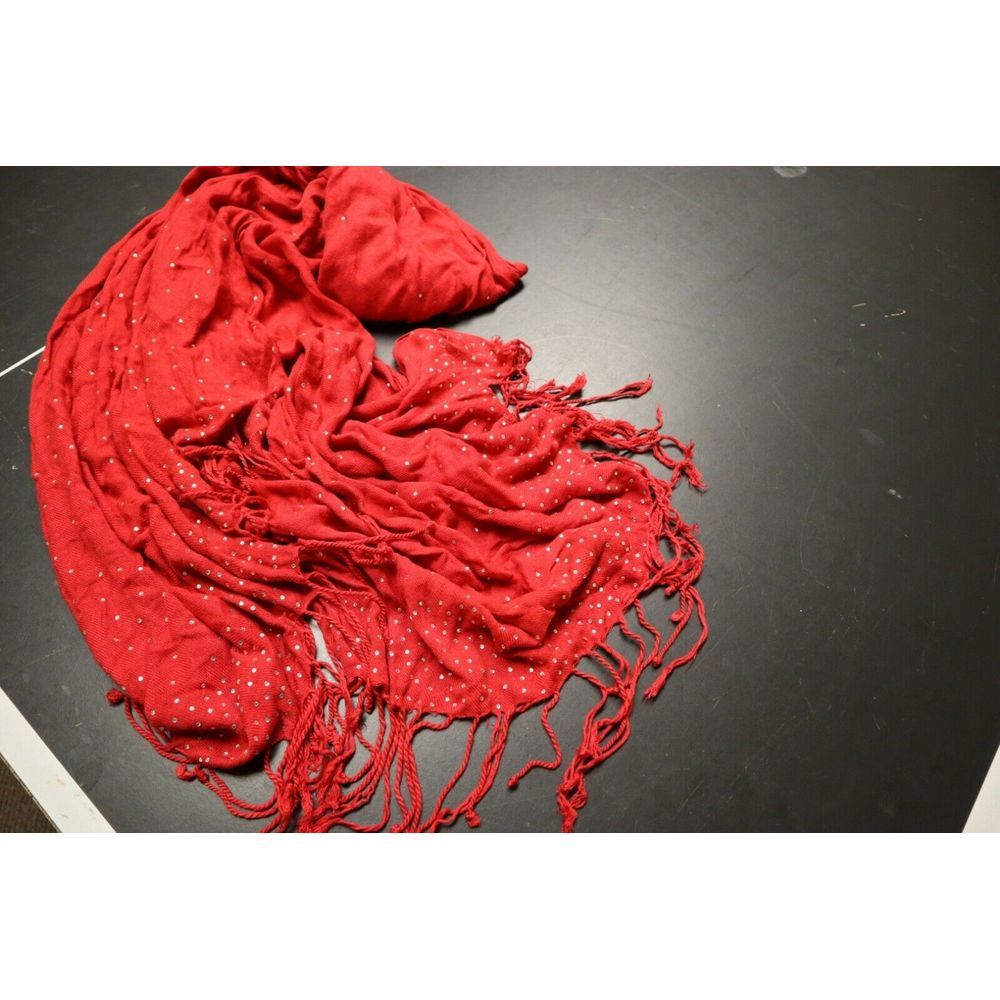 Red Scarf With Rhinestone Details - Picture 2 of 3